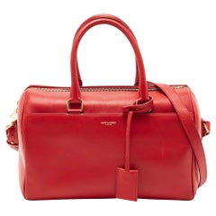 Saint Laurent Red Leather Classic 6 Duffle Bag