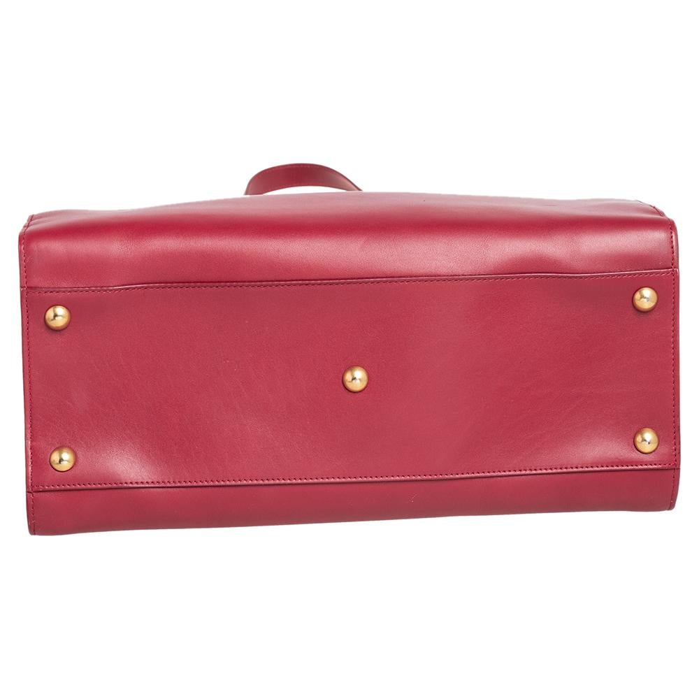 Saint Laurent Red Leather Front Pocket Tote 1