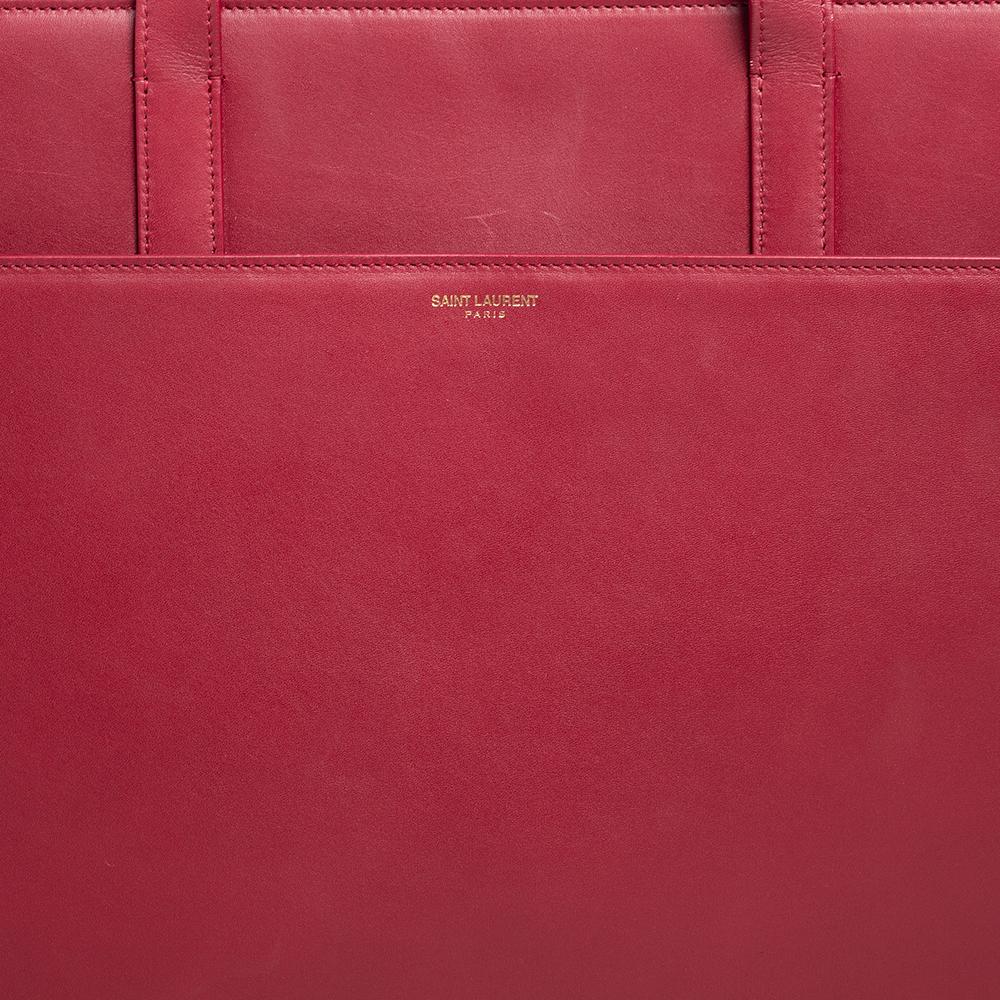Saint Laurent Red Leather Front Pocket Tote 2