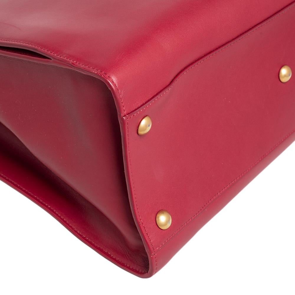 Saint Laurent Red Leather Front Pocket Tote 3