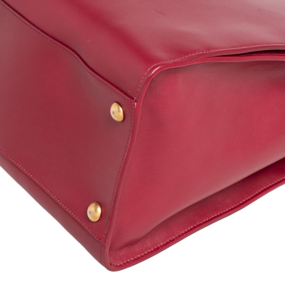 Saint Laurent Red Leather Front Pocket Tote 4