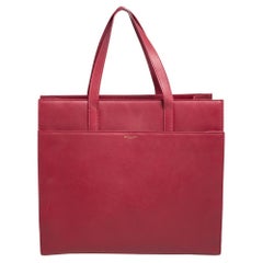 Saint Laurent Red Leather Front Pocket Tote