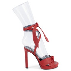 SAINT LAURENT red leather HALL 105 ANKLE STRAP Sandals Shoes 36