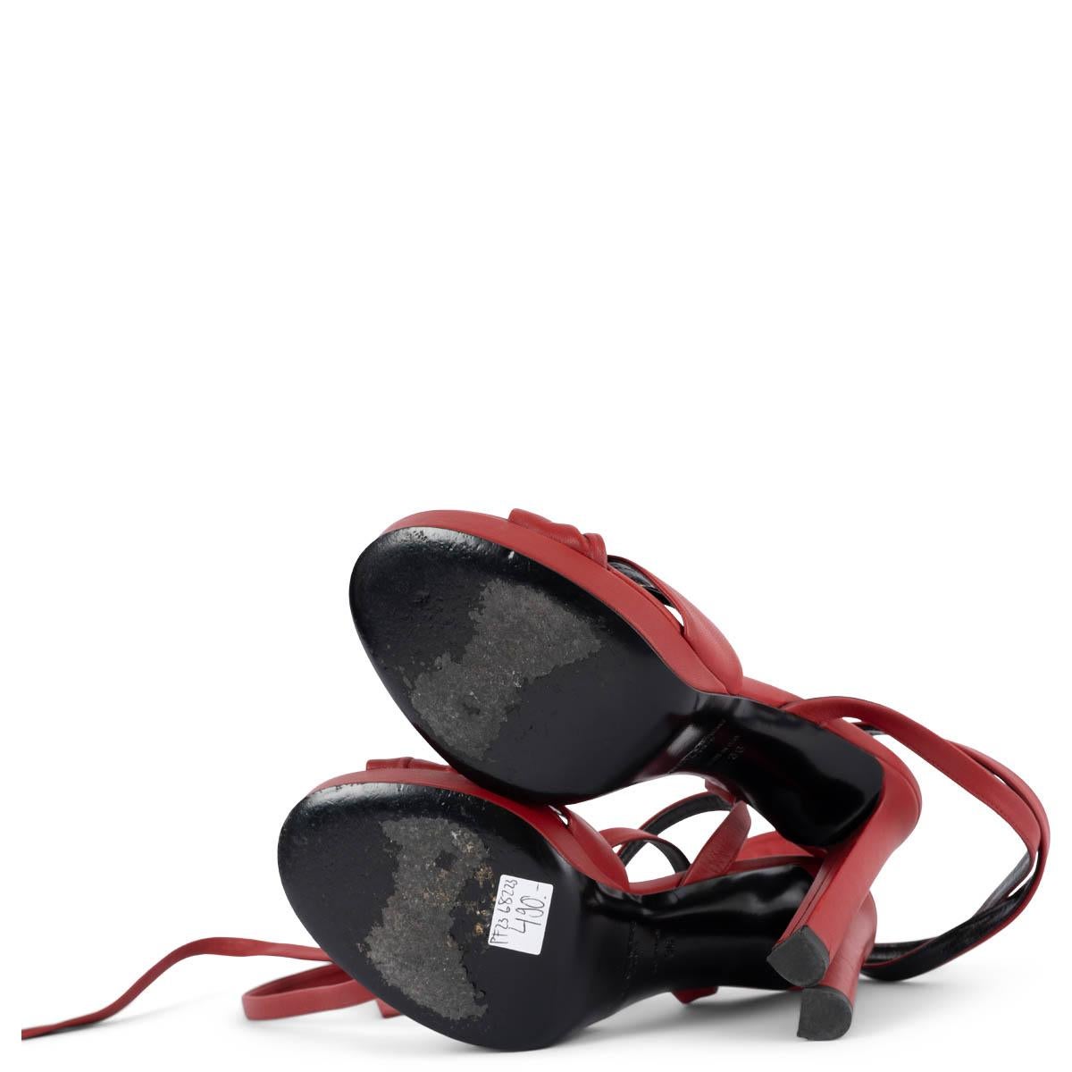 SAINT LAURENT red leather HALL 105 ANKLE STRAP Sandals Shoes 36 For Sale 2