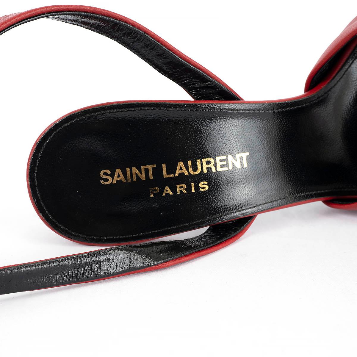 SAINT LAURENT red leather HALL 105 ANKLE STRAP Sandals Shoes 36 For Sale 3