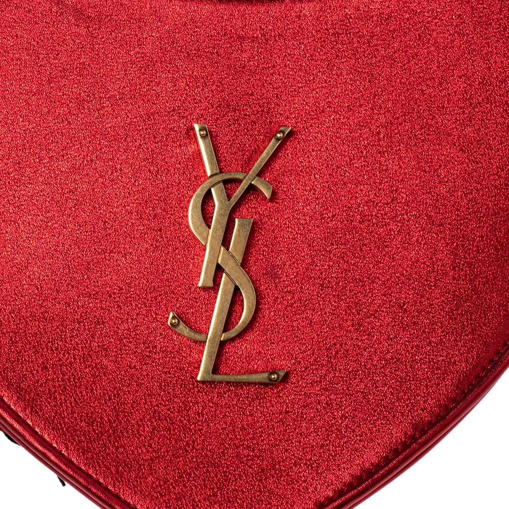 Women's Saint Laurent Red Leather Heart Tassel Shoulder Bag