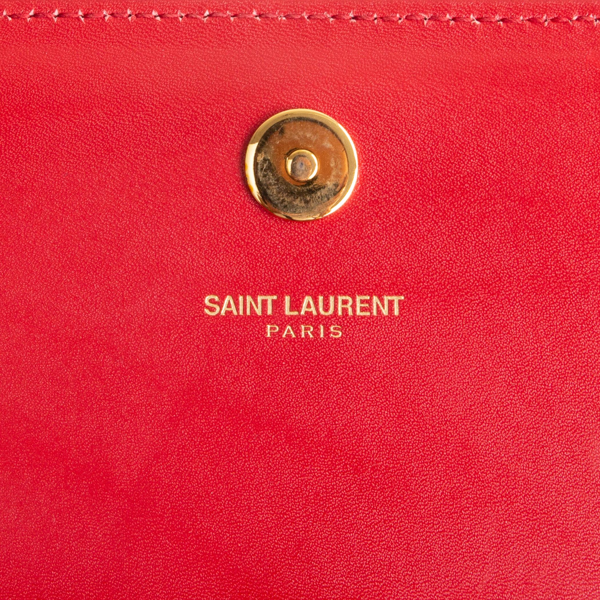 SAINT LAURENT red leather KATE FLAP Clutch Bag 1