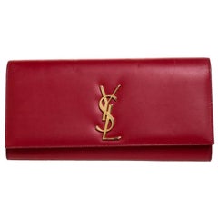 Saint Laurent Red Leather Kate Monogram Clutch