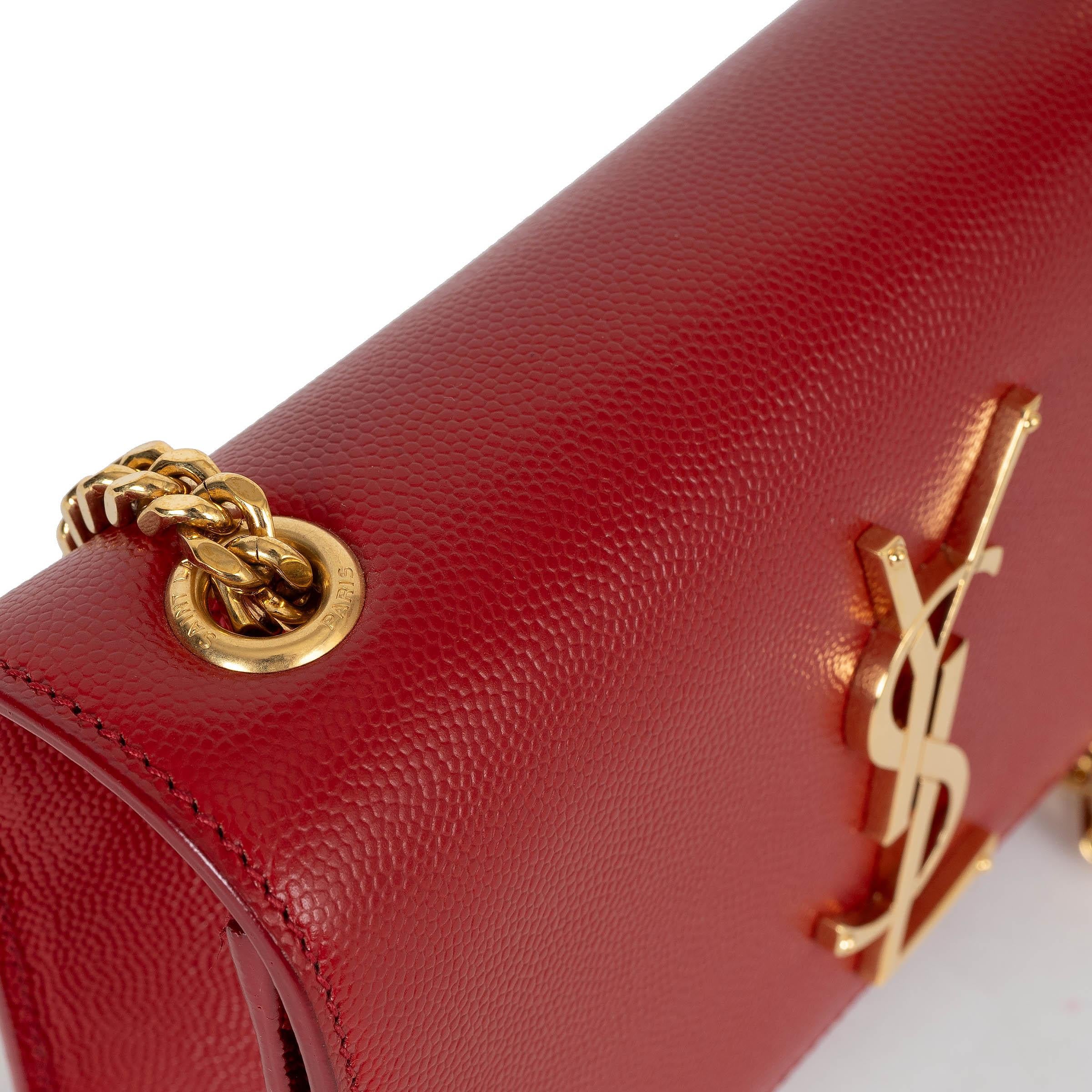 De las mujeres Bolso de hombro KATE SMALL MONOGRAM de piel roja SAINT LAURENT en venta