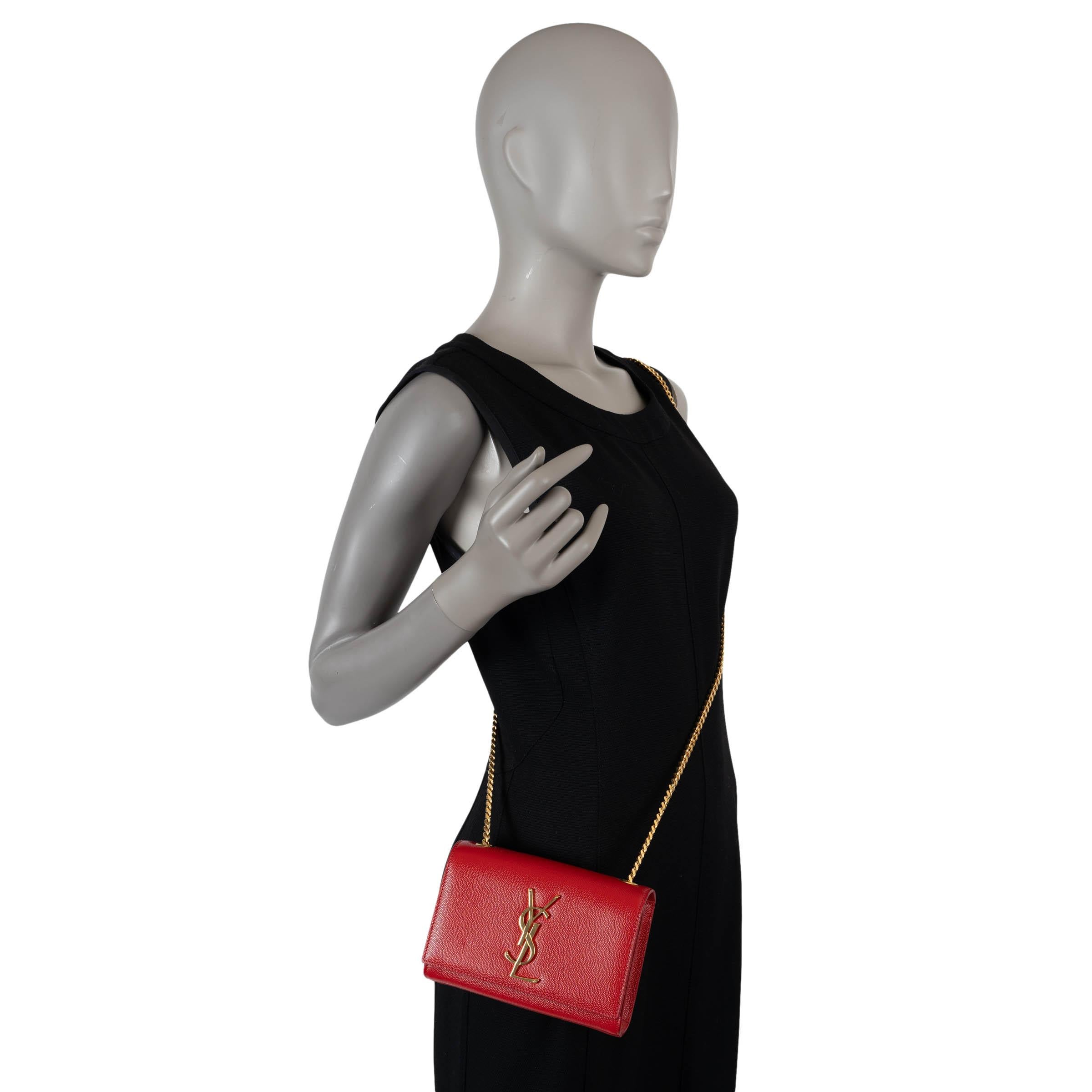 Bolso de hombro KATE SMALL MONOGRAM de piel roja SAINT LAURENT en venta 3