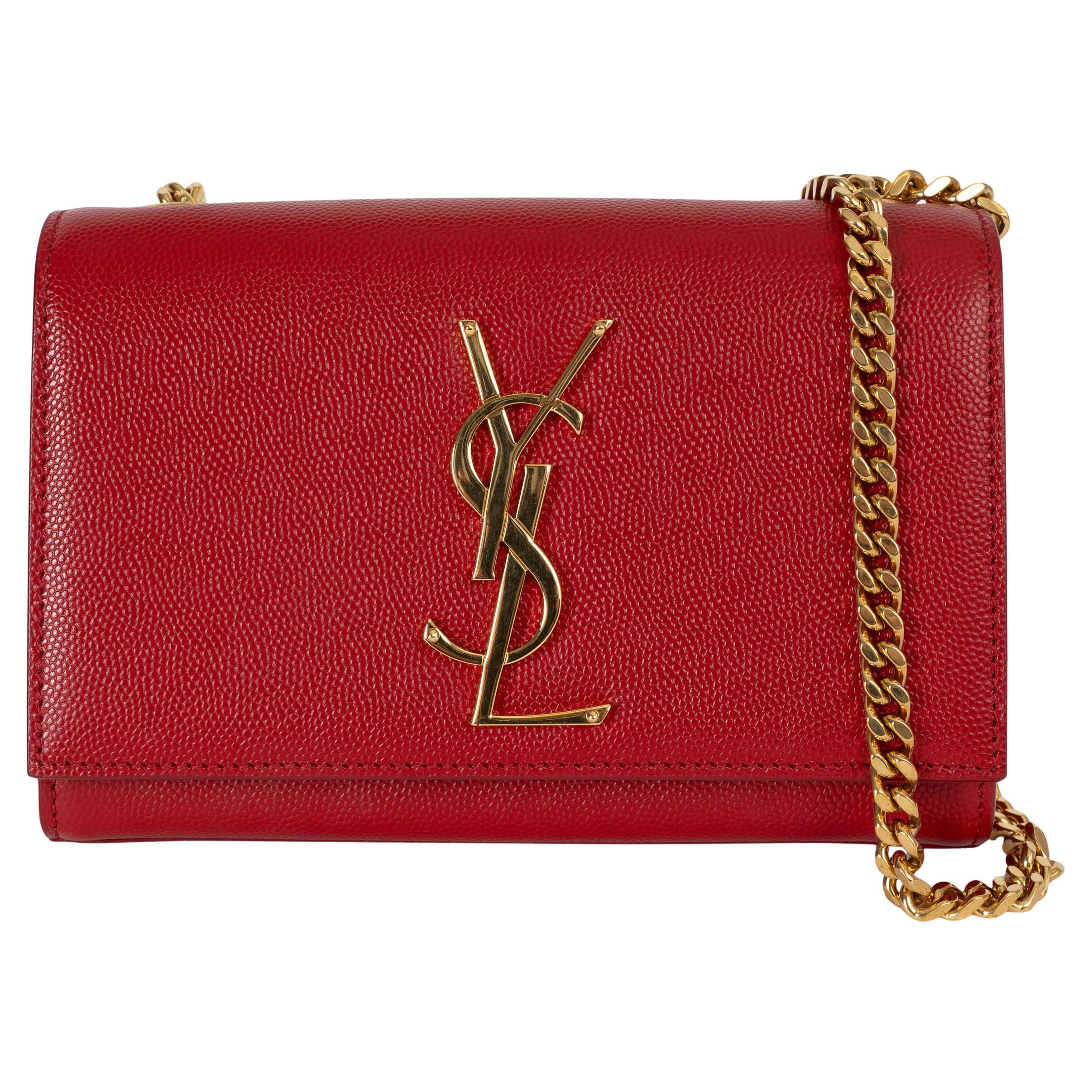 Bolso de hombro KATE SMALL MONOGRAM de piel roja SAINT LAURENT en venta