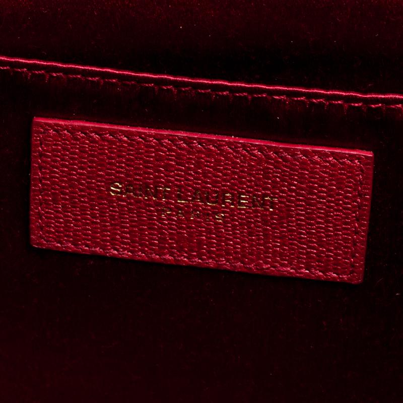 Saint Laurent Red Leather Large Chyc Clutch 3