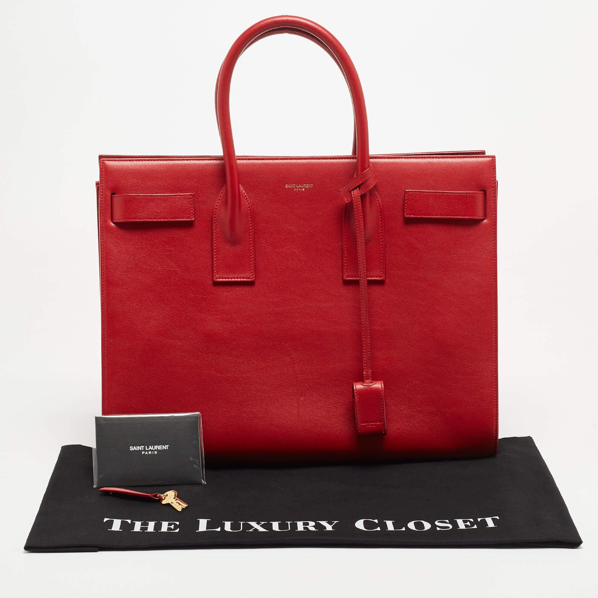 Saint Laurent Red Leather Large Sac De Jour Tote 10