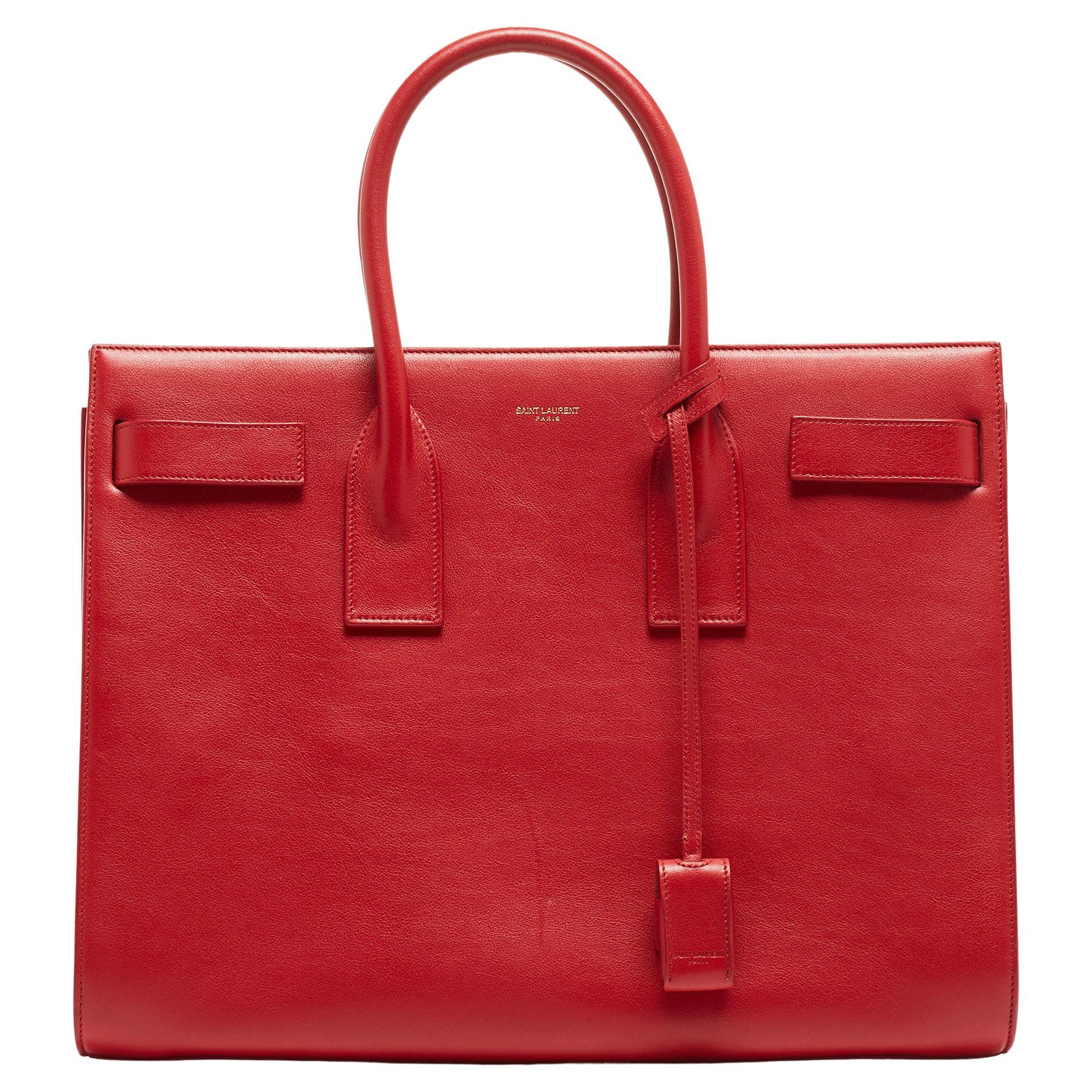 Saint Laurent Red Leather Large Sac De Jour Tote