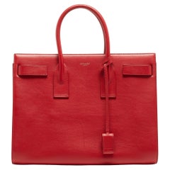 Saint Laurent Red Leather Large Sac De Jour Tote