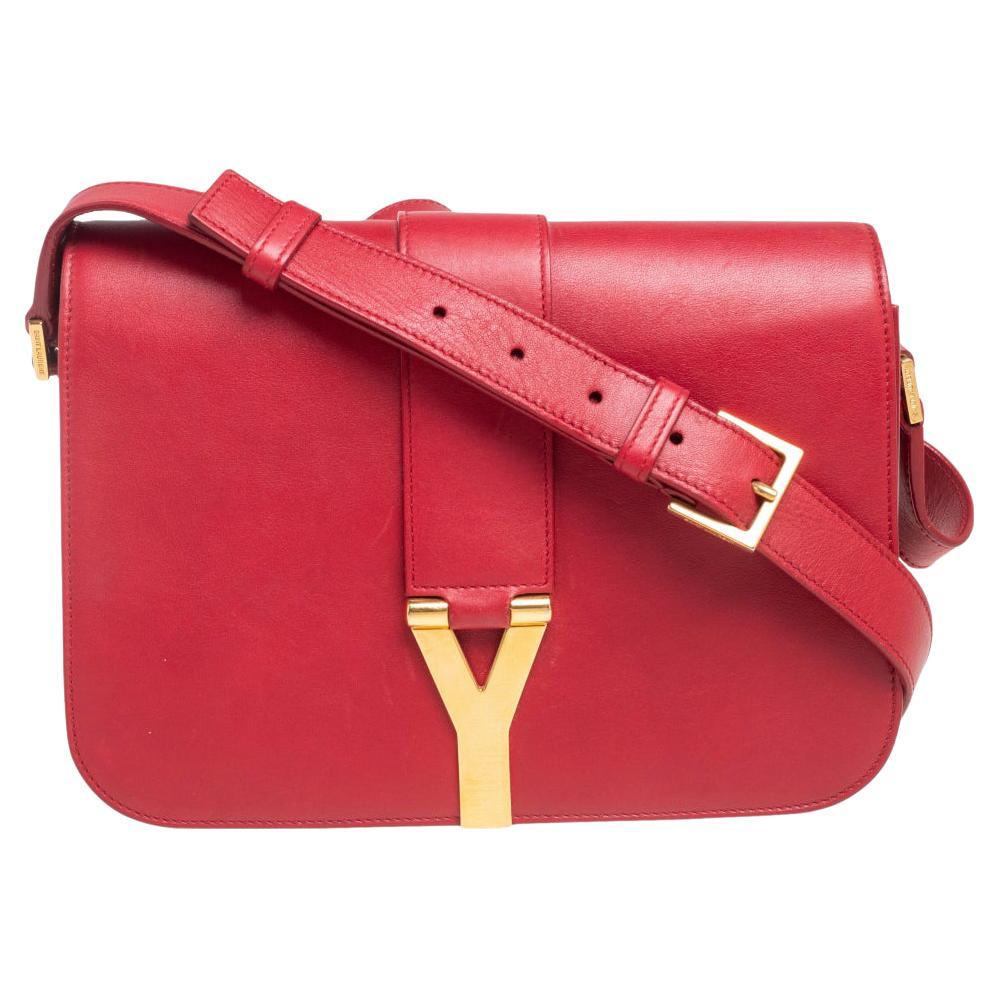Saint Laurent Red Suede Small Emmanuelle Fringed Bucket Bag For Sale at ...