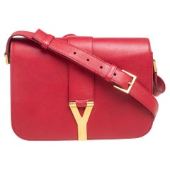 Saint Laurent Red Leather Medium Chyc Shoulder Bag