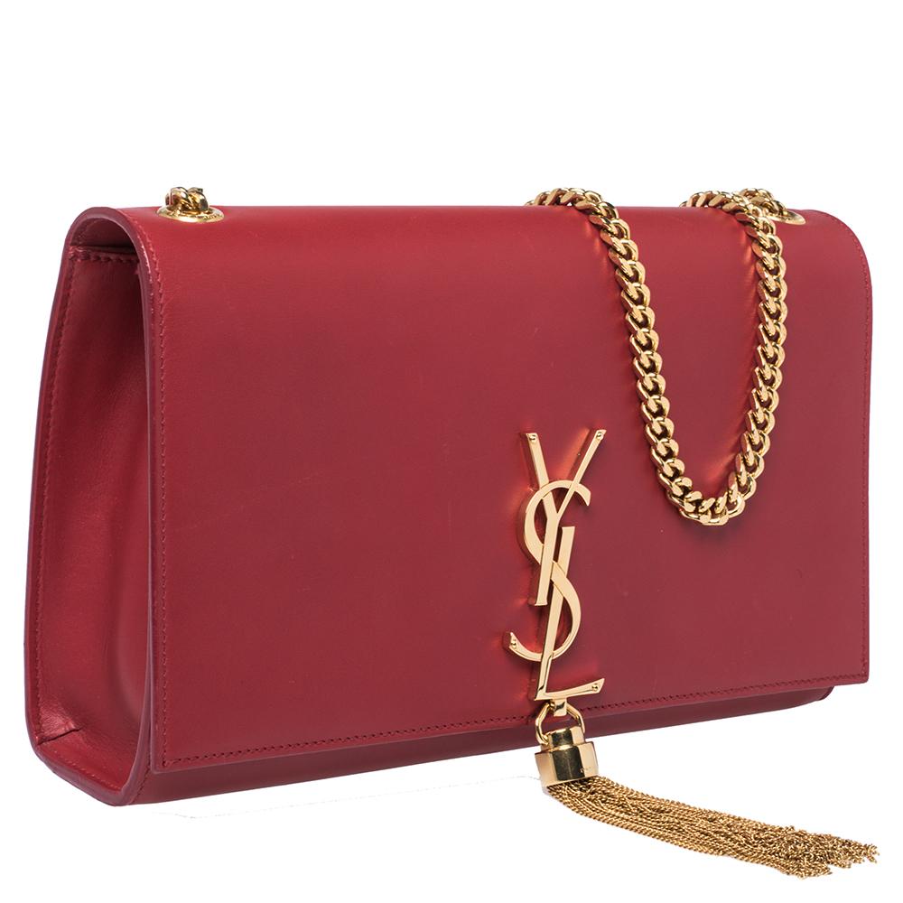 Women's Saint Laurent Red Leather Medium Kate Tassel Shoulder Bag