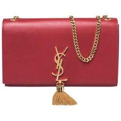 Saint Laurent Red Leather Medium Kate Tassel Shoulder Bag