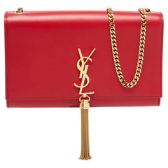 Used Saint Laurent Red Leather Medium Kate Tassel Shoulder Bag
