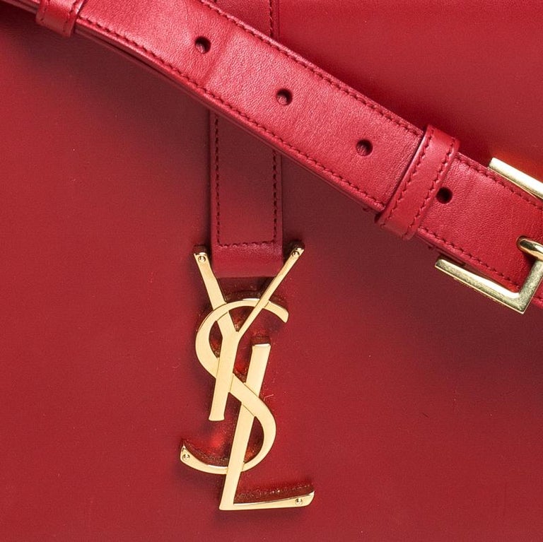 Saint Laurent Red Leather Medium Monogram Université Flap Shoulder Bag