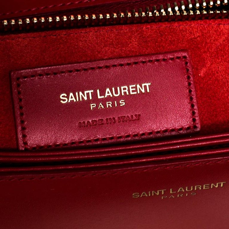Saint Laurent Red Leather Medium Monogram Université Flap Shoulder Bag