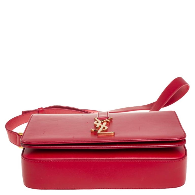 Saint Laurent Red Leather Medium Monogram Universite Shoulder Bag at