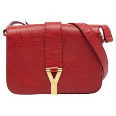 Saint Laurent Red Leather Medium Universite Shoulder Bag
