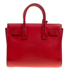 Saint Laurent Red Leather Nano Classic Sac De Jour Tote