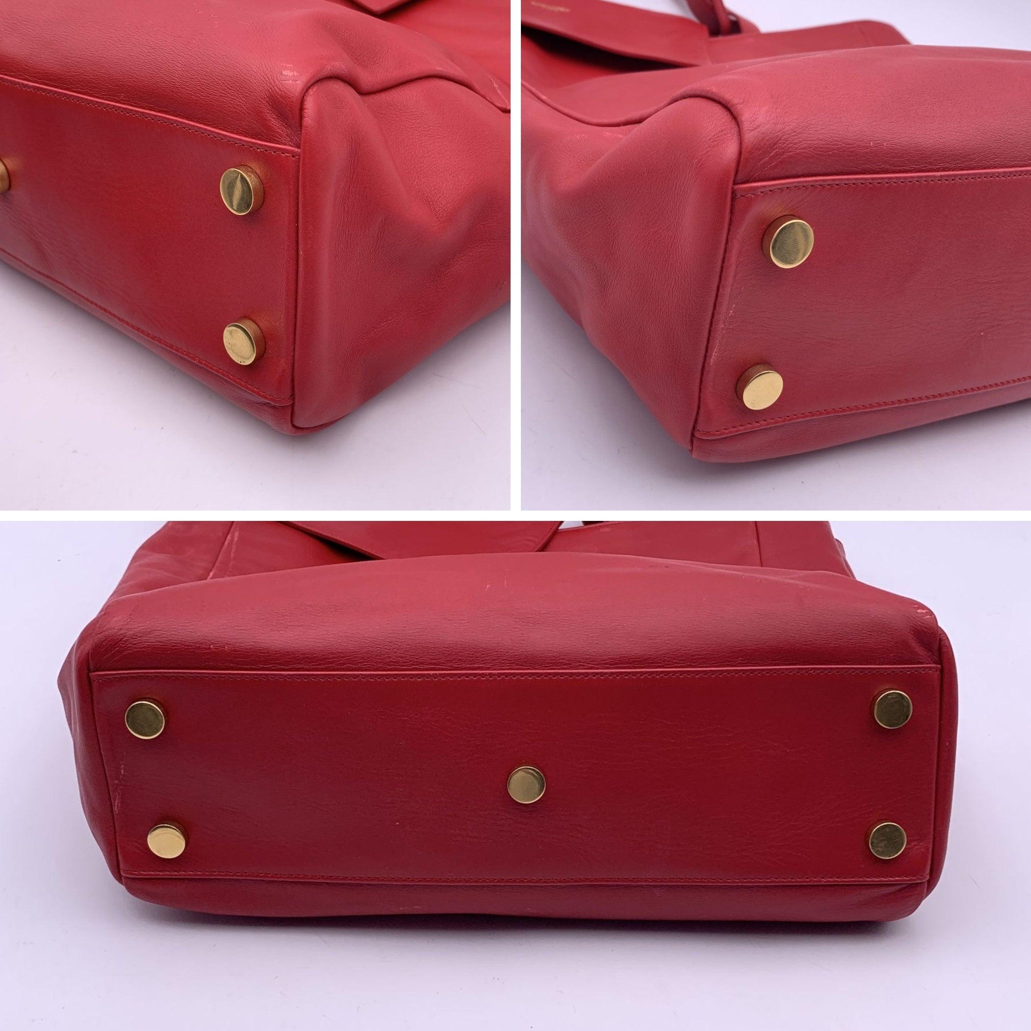 Saint Laurent Red Leather North South Reversible Tote Shopping Bag 1