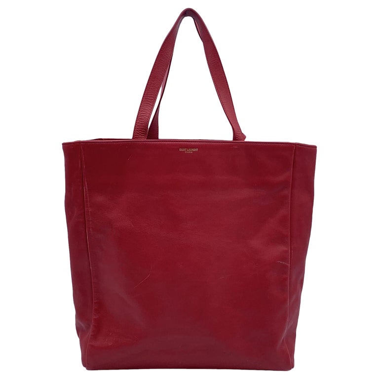 Saint Laurent Red Leather North South Reversible Tote Shopping Bag