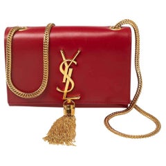 Used Saint Laurent Red Leather Small Kate Tassel Crossbody Bag