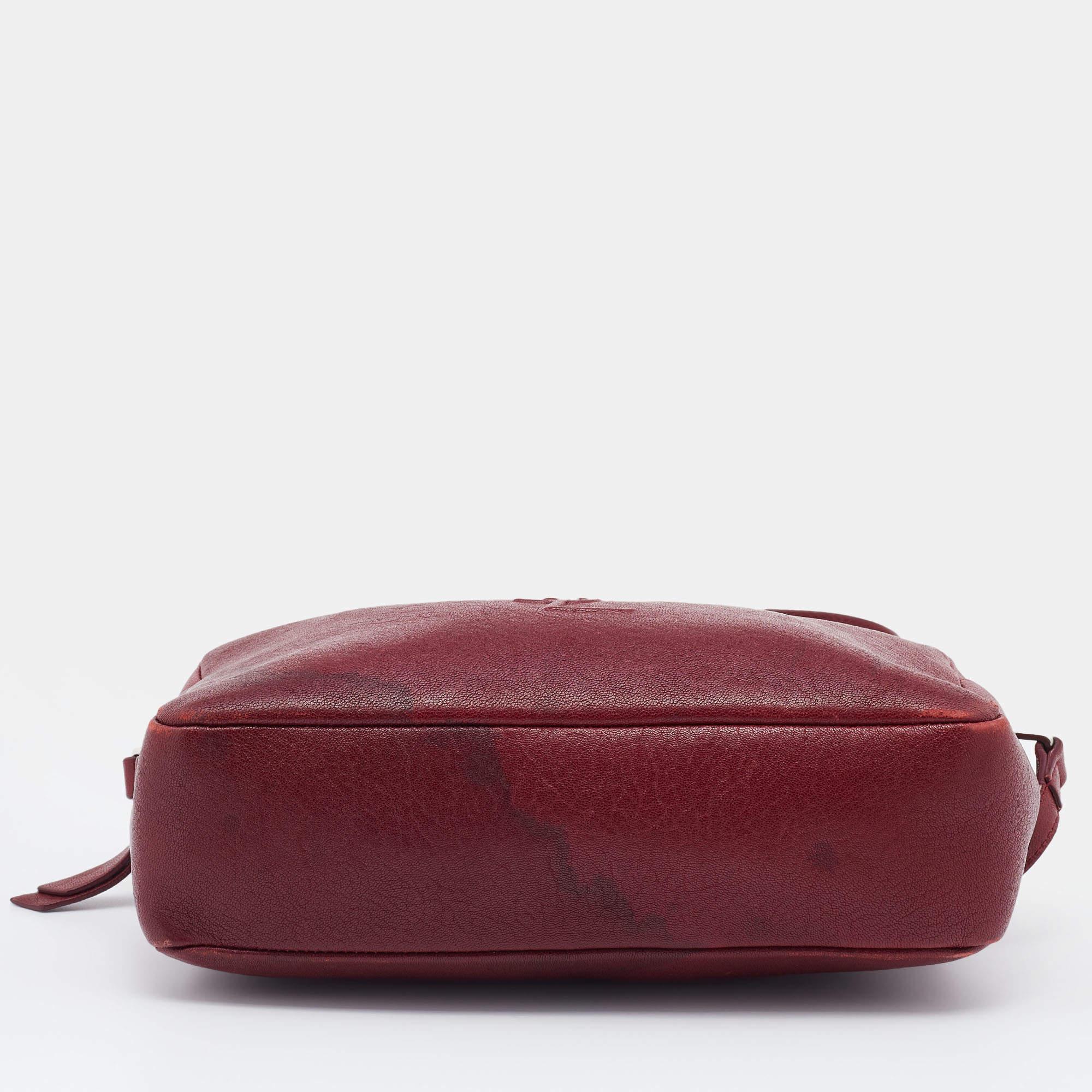 Women's Saint Laurent Red Leather Small Monogram Lou Camera Bag