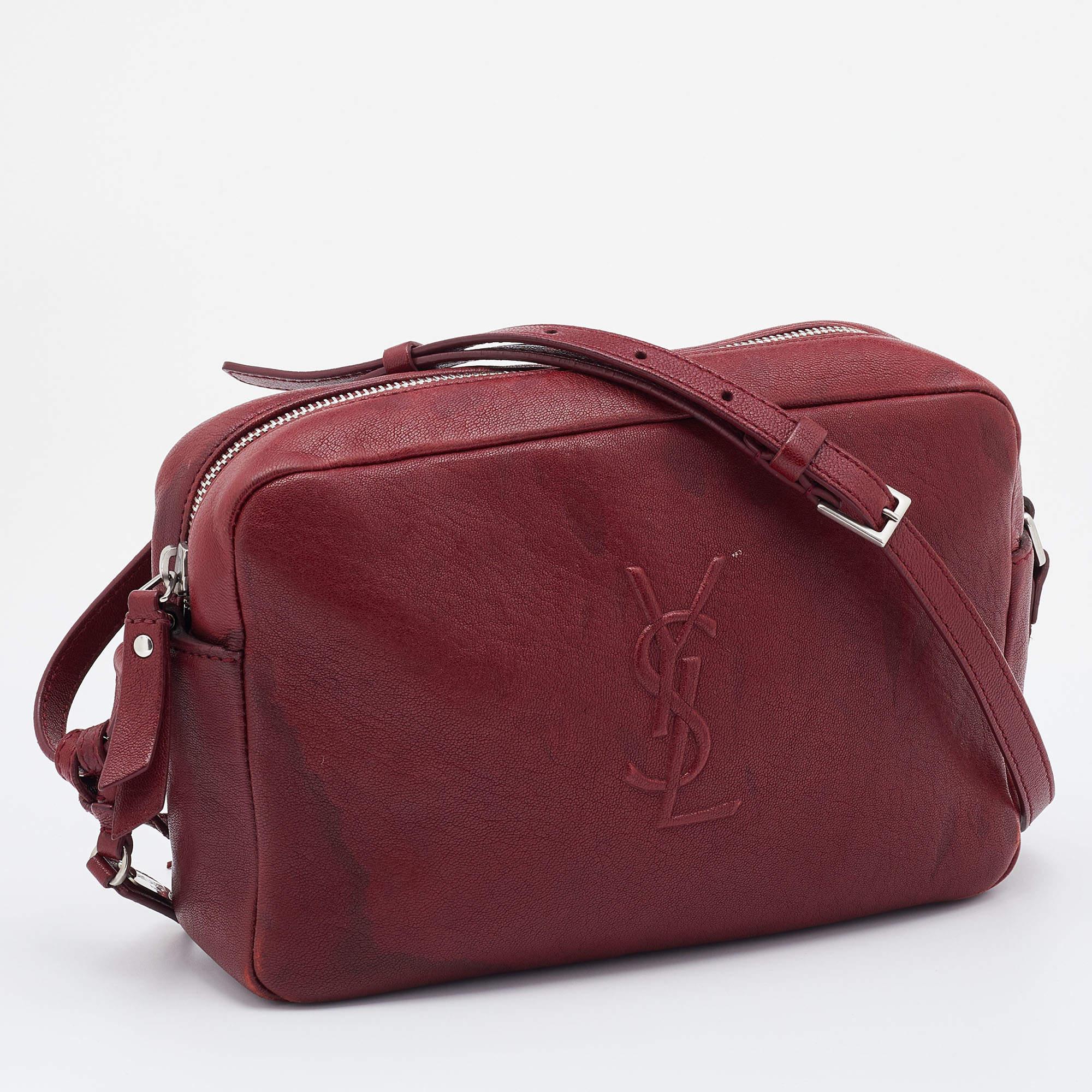 Saint Laurent Red Leather Small Monogram Lou Camera Bag 1