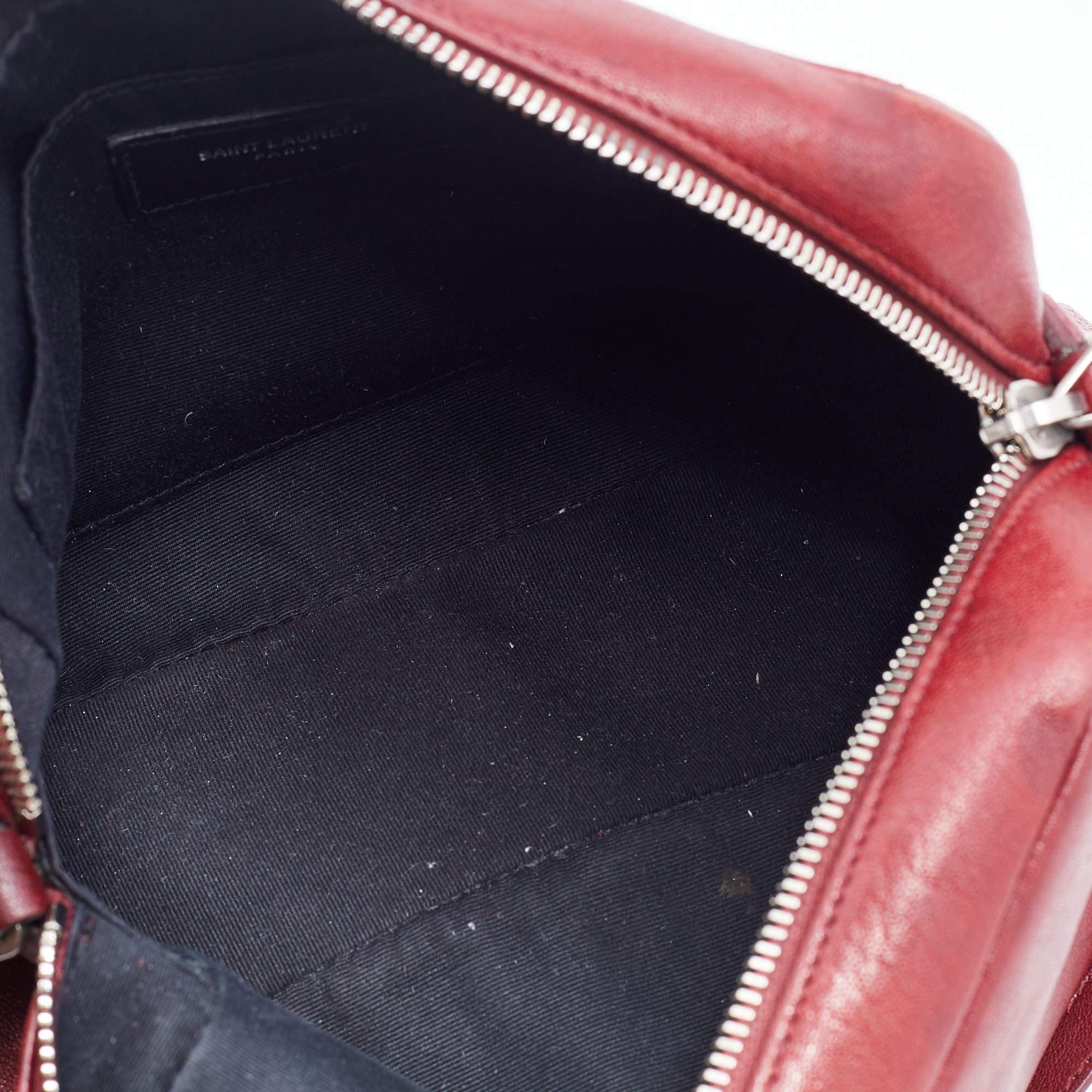 Saint Laurent Red Leather Small Monogram Lou Camera Bag 4