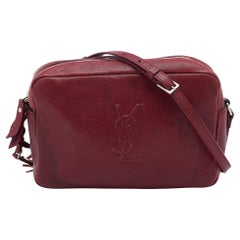 Saint Laurent Red Leather Small Monogram Lou Camera Bag