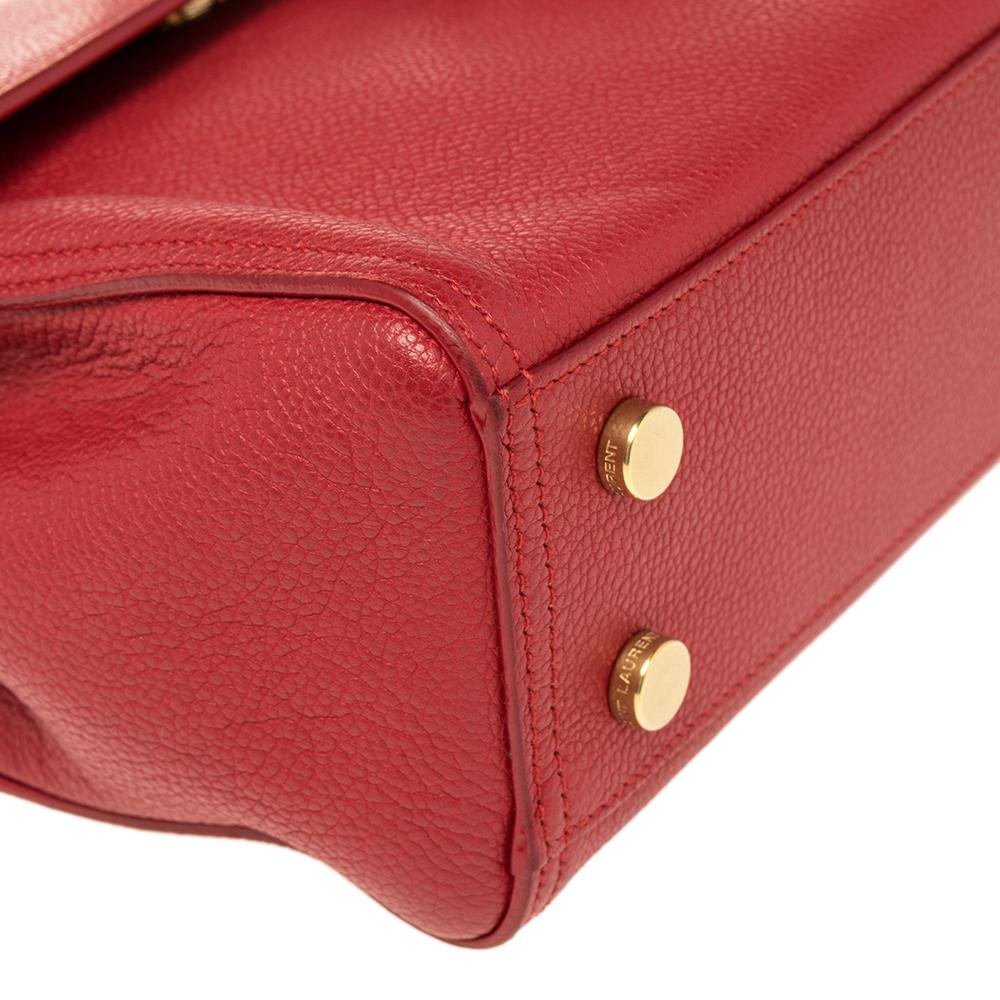 Saint Laurent Red Leather Small Moujik Top Handle Bag 6
