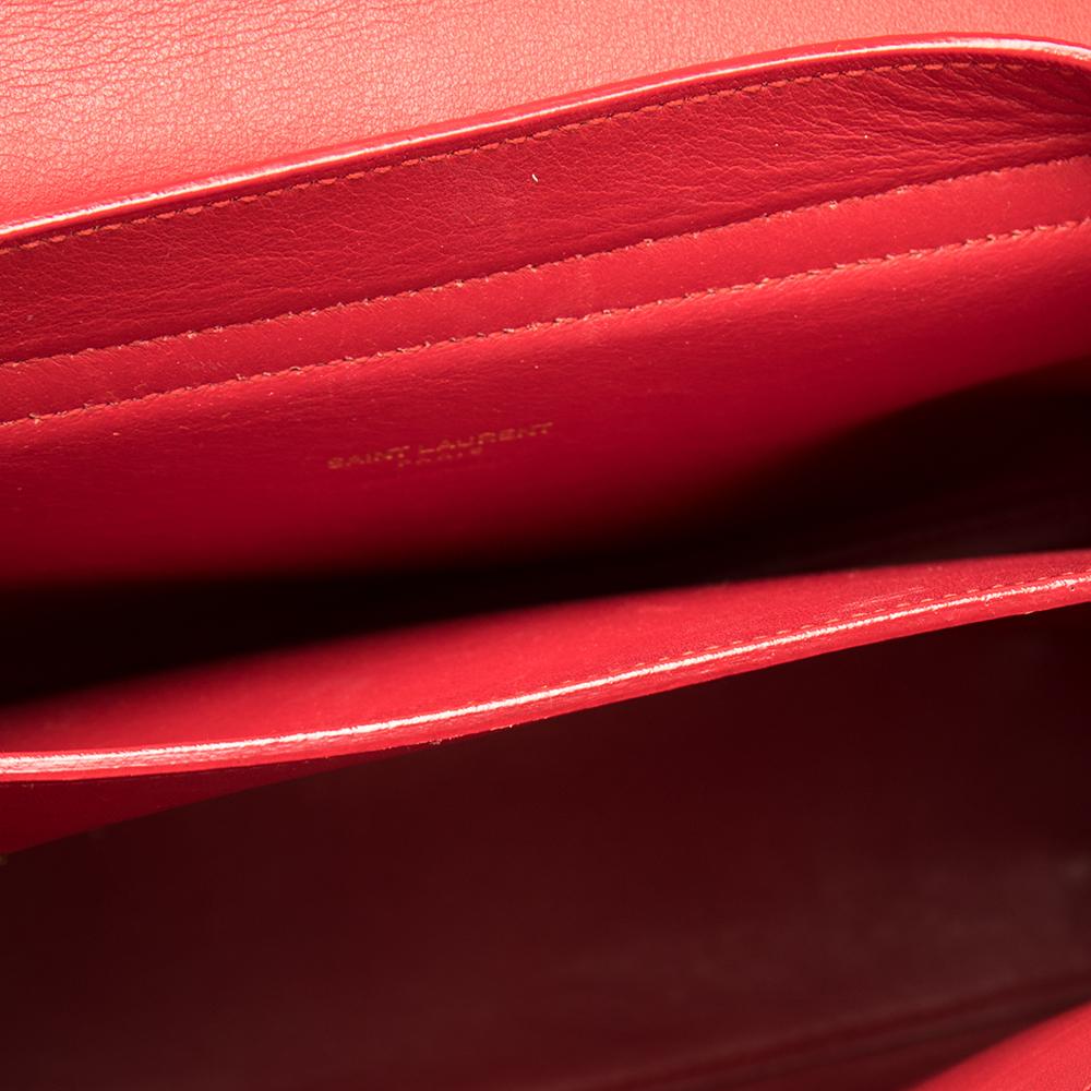 Women's Saint Laurent Red Leather Small Moujik Top Handle Bag