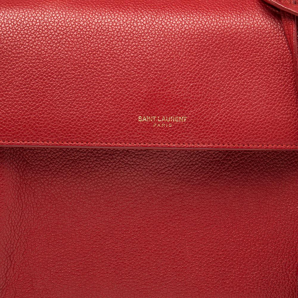 Saint Laurent Red Leather Small Moujik Top Handle Bag 1