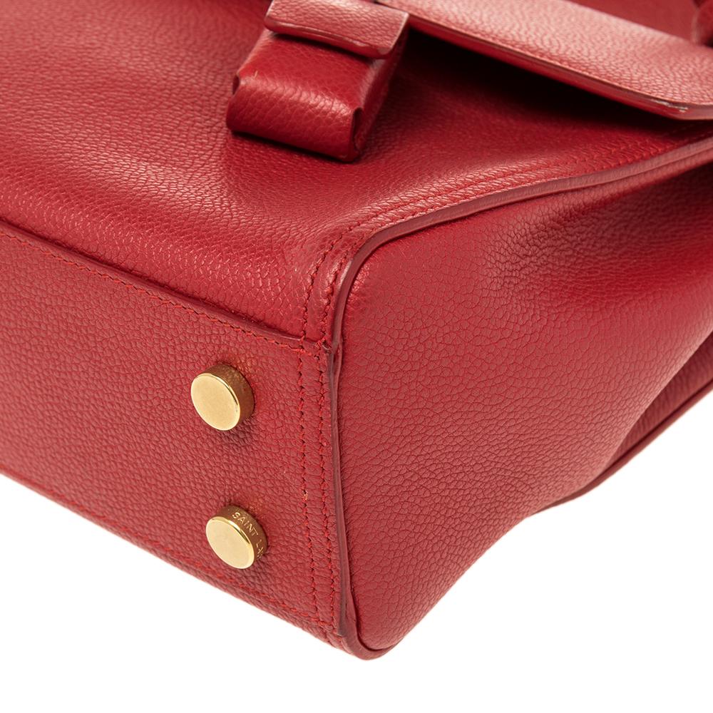 Saint Laurent Red Leather Small Moujik Top Handle Bag 4