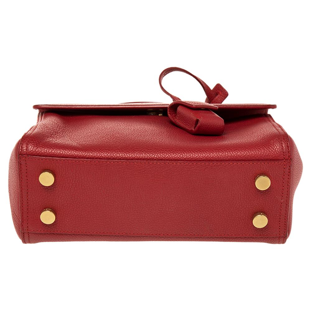 Saint Laurent Red Leather Small Moujik Top Handle Bag 5