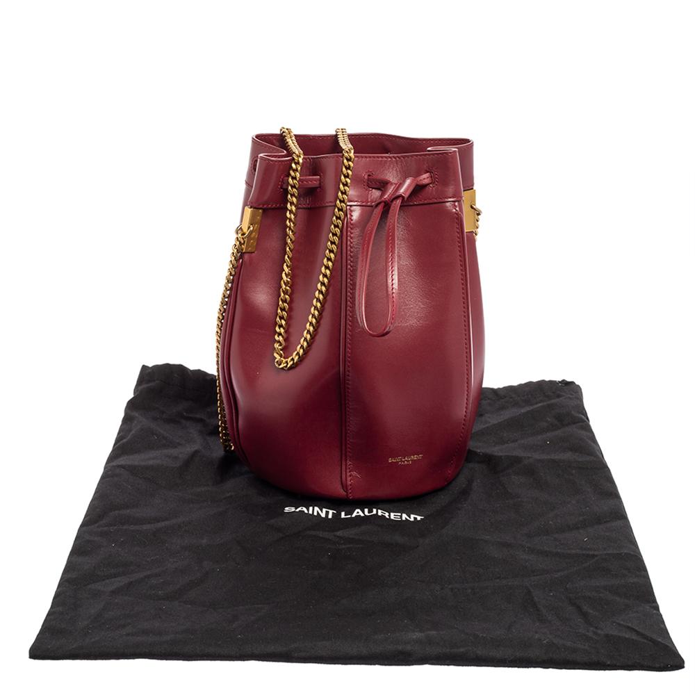 Saint Laurent Red Leather Small Talitha Bucket Bag 8