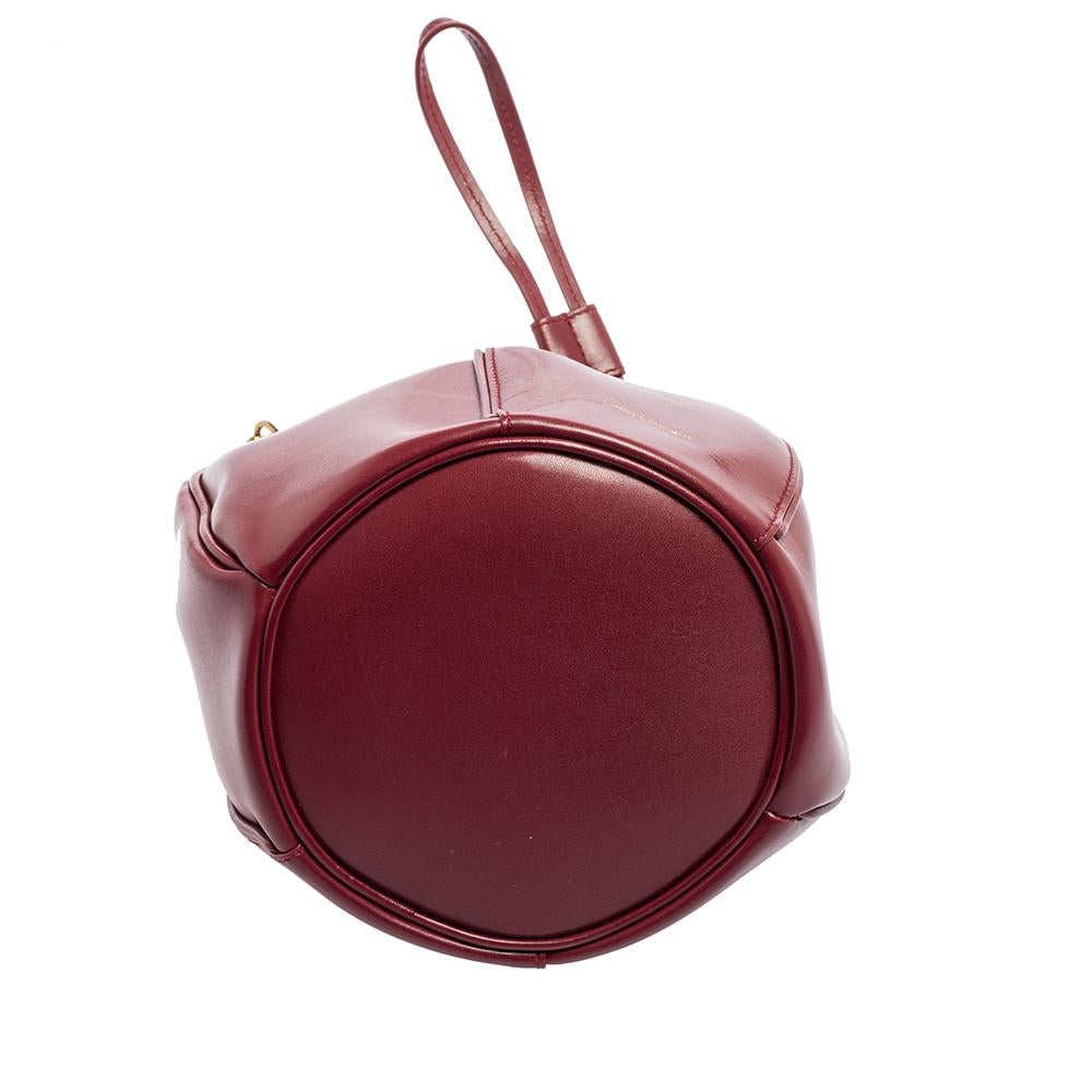 Women's Saint Laurent Red Leather Small Talitha Bucket Bag