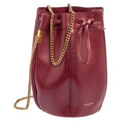 Saint Laurent Red Leather Small Talitha Bucket Bag