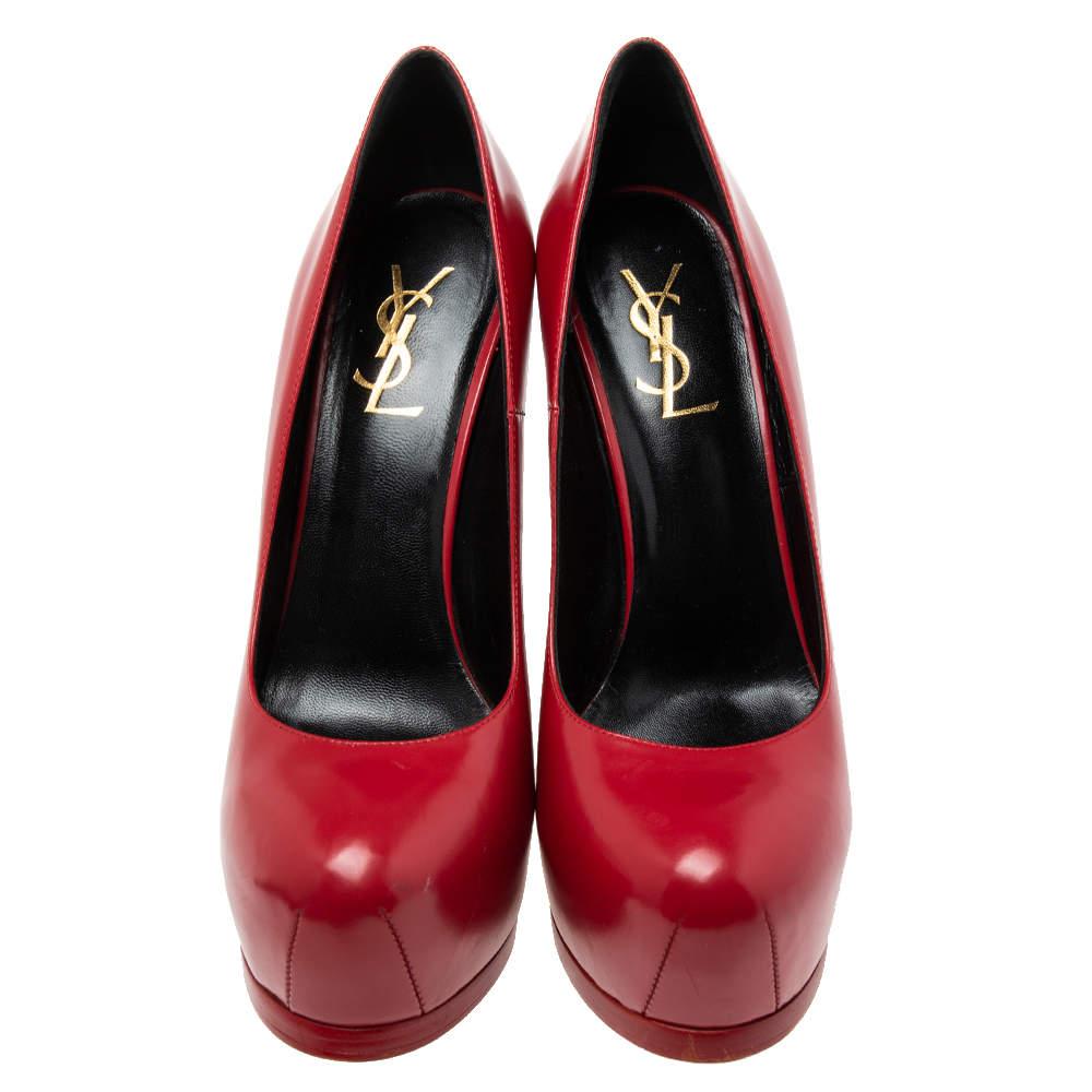 Rouge Saint Laurent escarpins Tribtoo en cuir rouge taille 38,5