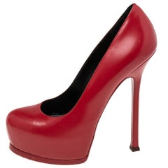 Saint Laurent escarpins Tribtoo en cuir rouge taille 38,5