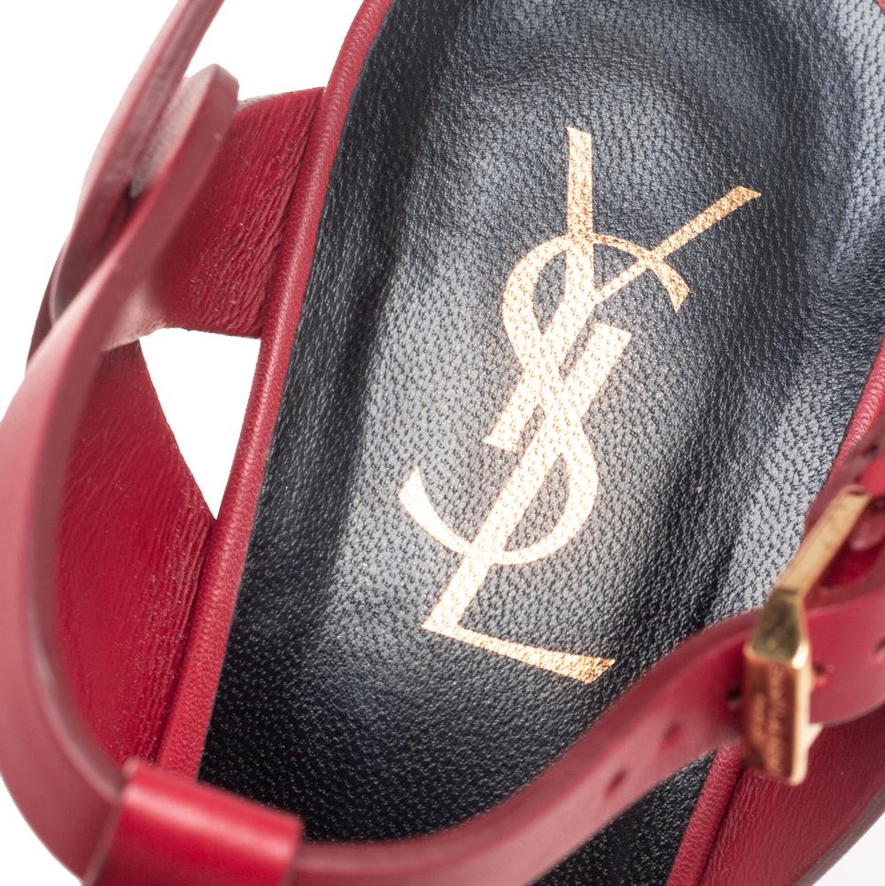 Saint Laurent Red Leather Tribute Sandals Size 38 1