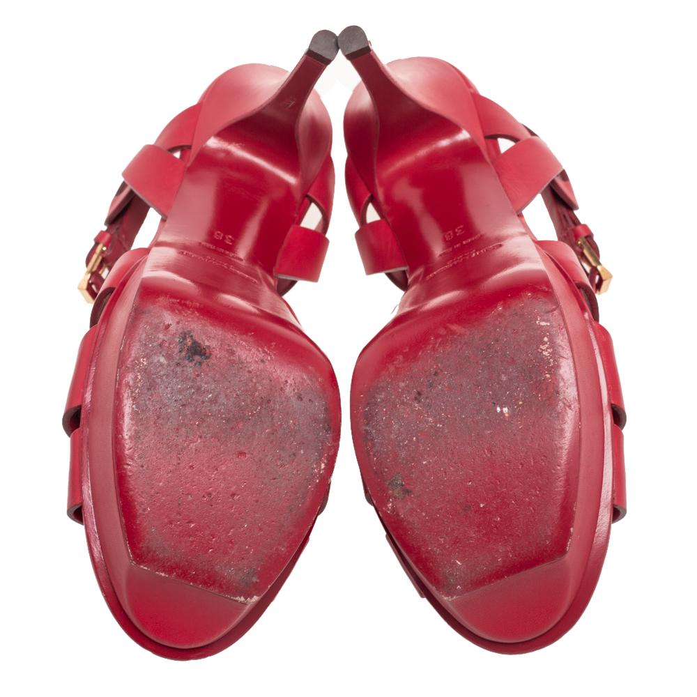 Saint Laurent Red Leather Tribute Sandals Size 38 4