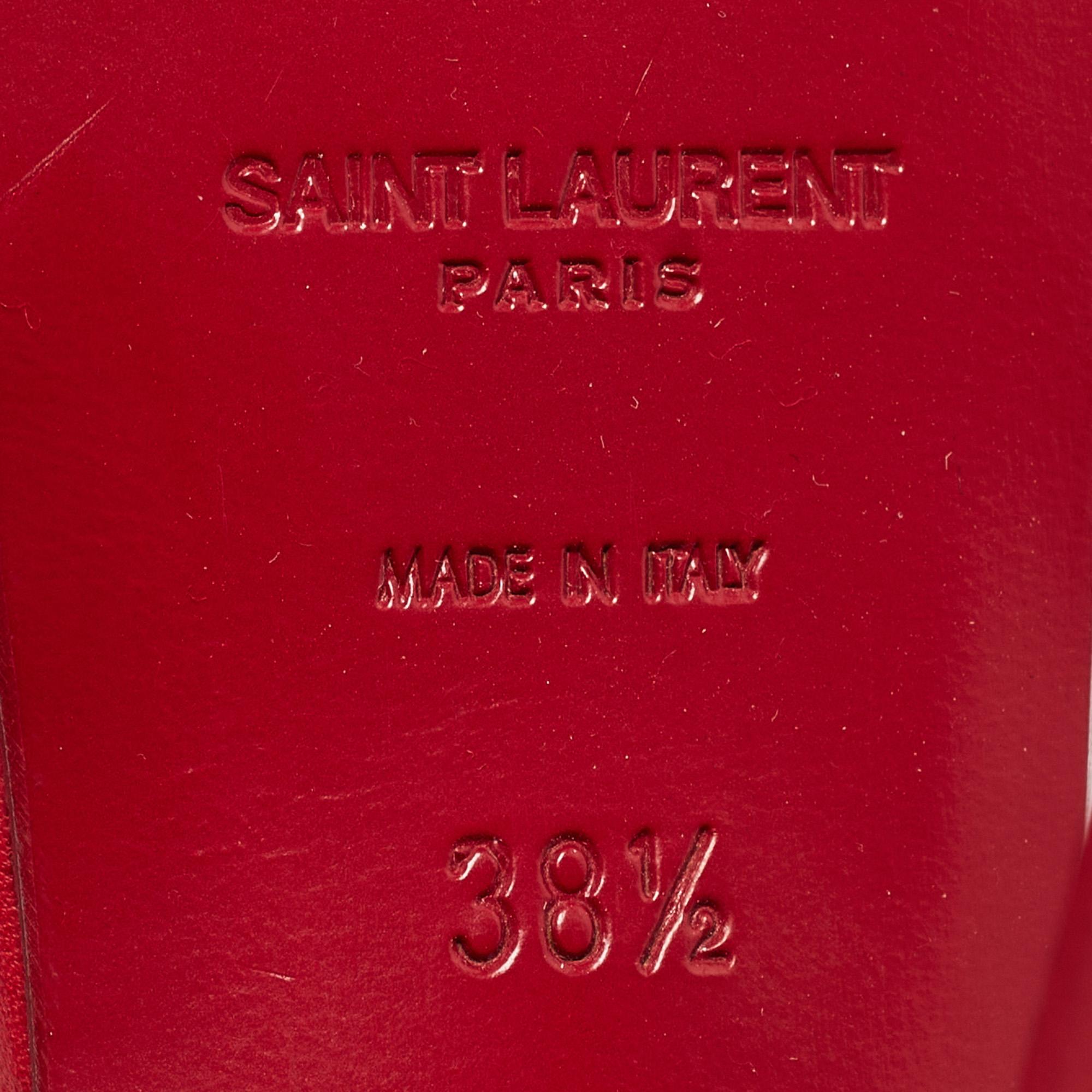 Women's Saint Laurent Red Leather Tribute Sandals Size 38.5 For Sale