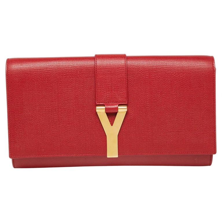 Saint Laurent Red Leather YLigne Clutch at 1stDibs